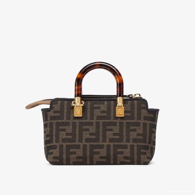 Affordable ROMA Logo Bag By Fabric Brown Boston The FF In Mini Fendi Motif Way 0801